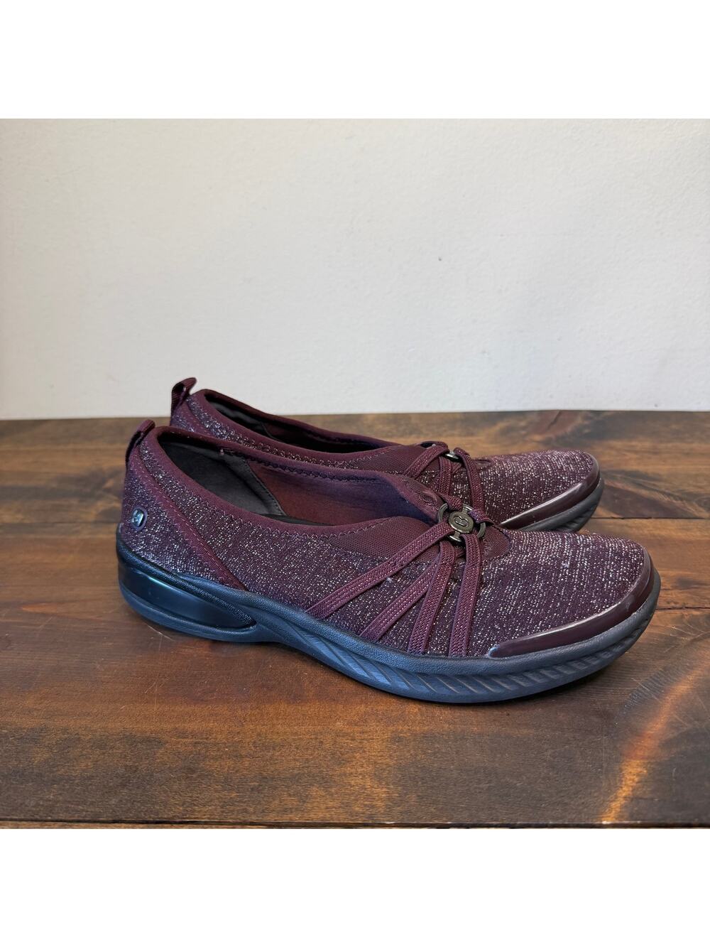 Bzees Lifestride Niche Slip On Burgundy Red Mettalic Comfort Shoes Women's US 9M